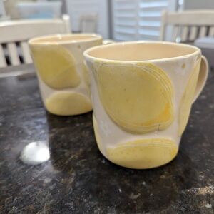 2006 Starbucks Raised Fruit Lemon Coffee Mug SET of 2
